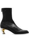 Alexander Mcqueen Leather Booties With Statement Heel 6cm In Black