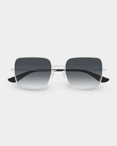 Alexander Mcqueen 55mm Metal Square Sunglasses In Silver