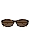 Alexander Mcqueen 55mm Rectangular Sunglasses In Havana