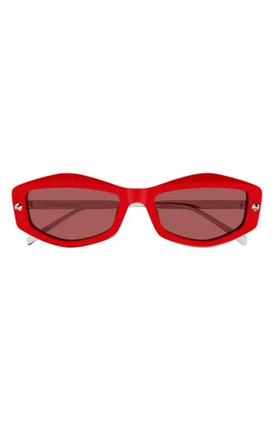 Alexander Mcqueen Am0482s Two-tone Rectangle Acetate Sunglasses In Red