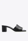 Alexander Mcqueen Black Slip-on Sandals With Embossed Logo In Padded Leather Woman In Black