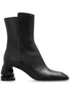 Alexander Mcqueen Leather Boots Crush In Black