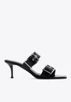 Alexander Mcqueen 75 Leather Buckle Sandals In Black