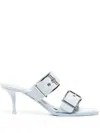 Alexander Mcqueen 75mm Buckled Leather Sandals In Blue