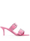 Alexander Mcqueen Double Buckle Punk Mule 90mm In Rosa
