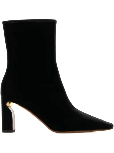 Alexander Mcqueen 80mm Velvet Ankle Boots