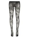Alexander Mcqueen Floral Lace Tights In Crimson Clothing In Black