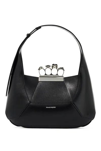 Alexander Mcqueen The Jewelled Hobo Bag In 黑色的