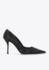 Alexander Mcqueen 90 Sequined Suede Pumps In Black