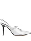 Alexander Mcqueen Metallic Leather Pumps Studded Detail In Silver