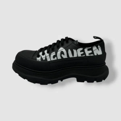Pre-owned Alexander Mcqueen $951  Men's Black Leather Lace-up Sneaker Shoes Size 45