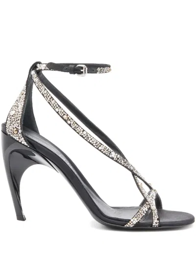 Alexander Mcqueen Crystal-embellished Sandal In Black