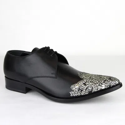 Pre-owned Alexander Mcqueen $995  Men's Black Leather Dress Shoes 462799 1081