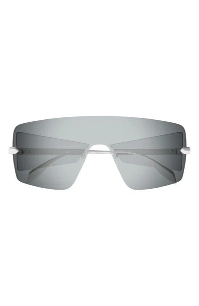 Alexander Mcqueen 99mm Oversize Mask Sunglasses In Silver