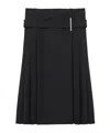 Alexander Mcqueen Belted Pleated Midi Wool Skirt In Black