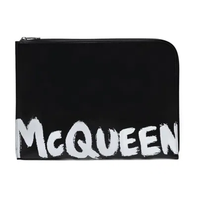 Alexander Mcqueen A4 Zip Pouch In Black