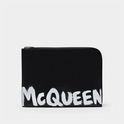 Alexander Mcqueen A4 Zip Pouch In Black