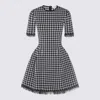 Alexander Mcqueen Fringe Trim Houndstooth Round Neckline Short Sleeves In Black
