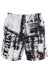 Alexander Mcqueen Alexander Mc Queen Abstract Print Swim Shorts With Logo In White,black