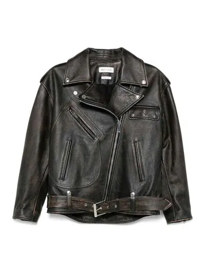 Alexander Mcqueen Leather Outerwear In Black