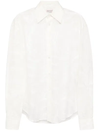Alexander Mcqueen Abstract-pattern Semi-sheer Shirt In White