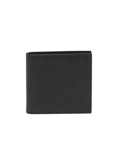 Alexander Mcqueen Abstract Print Bi-fold Wallet In Black