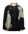 Alexander Mcqueen Abstract Print Denim Jacket In Black