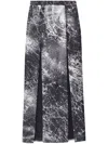 Alexander Mcqueen Smashed Screen Double Slit Skirt In Black