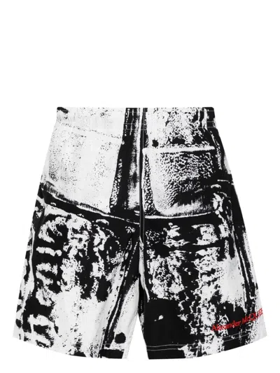 ALEXANDER MCQUEEN ABSTRACT-PRINT SWIM SHORTS