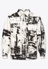 Alexander Mcqueen Abstract-pattern Cotton Twill Jacket In White