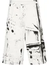 Alexander Mcqueen Abstract-print Twill Shorts In White