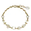 Alexander Mcqueen Logo Lettering Crystal Embellished Bracelet In Gold