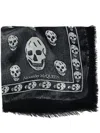 Alexander Mcqueen Skull-print Silk Scarf In Black
