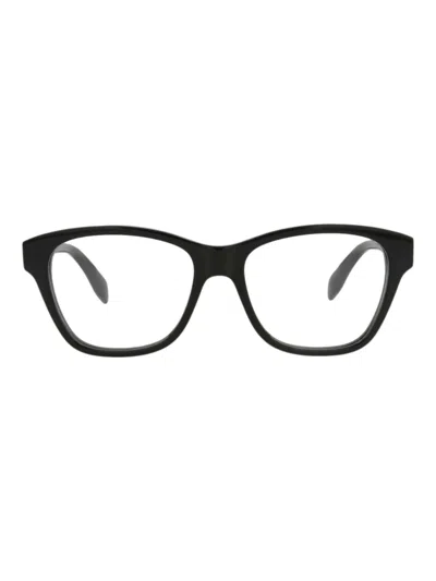 Alexander Mcqueen Acetate Square/rectangle Optical Frames For Women In Black