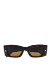Alexander Mcqueen Spike Studs Rectangular Sunglasses In Brown