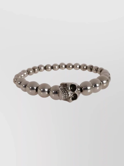 Alexander Mcqueen Adaptable Metallic Skull Bead Bracelet In Brown