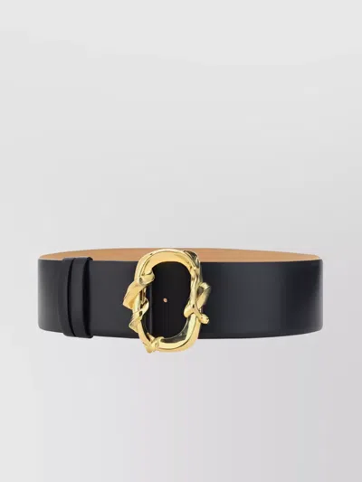 Alexander Mcqueen Adjustable Leather Snake Belt With Metallic Buckle In Black