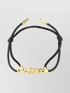 Alexander Mcqueen Logo Lettering Adjustable Bracelet In Black