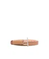 Alexander Mcqueen Beige Leather Belt With Silver Buckle In Pink