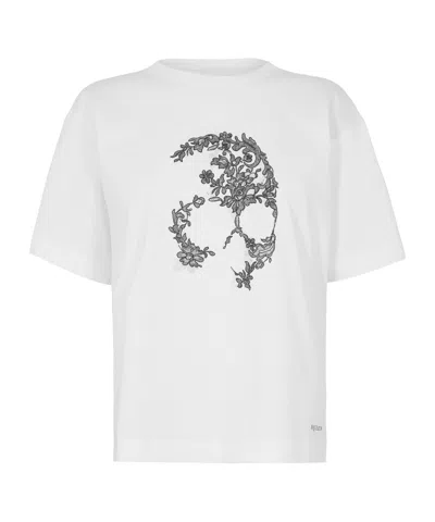 Alexander Mcqueen Alex Skull Lace T-shirt In White