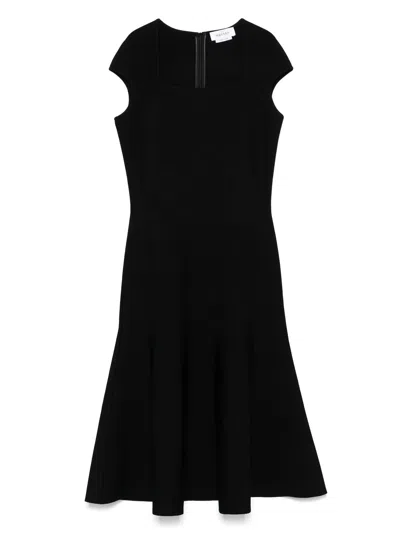Alexander Mcqueen Alexander Mc Queen Black Flared Midi Dress