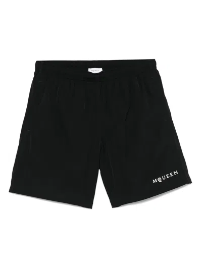 Alexander Mcqueen Alexander Mc Queen Black Swim Shorts With Drawstring