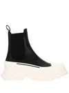 Alexander Mcqueen Chunky Outsole Cap Toe Chelsea Boots In Black