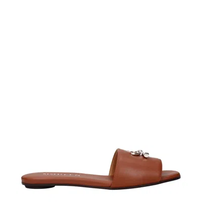 Alexander Mcqueen Alexander Mc Queen Brown Leather Arc Women's Mules And Clogs