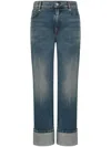 Alexander Mcqueen Whiskering Detail High Rise Cuffed Straight Leg Jeans