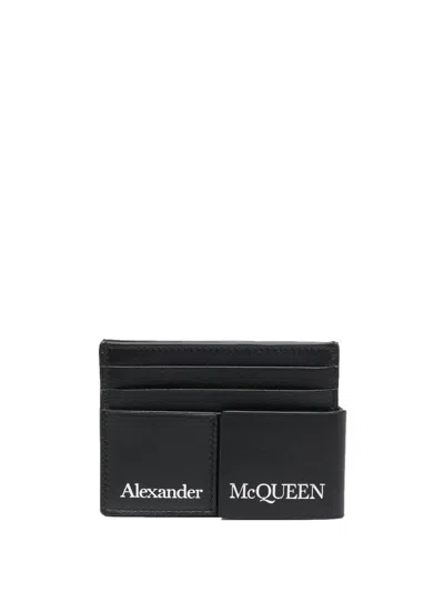 Alexander Mcqueen Logo-print Layered Cardholder In Black