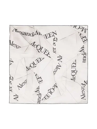 Alexander Mcqueen Alexander Mc Queen Logo Silk Scarf In White