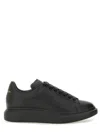 Alexander Mcqueen Black Oversize Sneakers With Logo Lettering On The Heel In Leather Man In Black