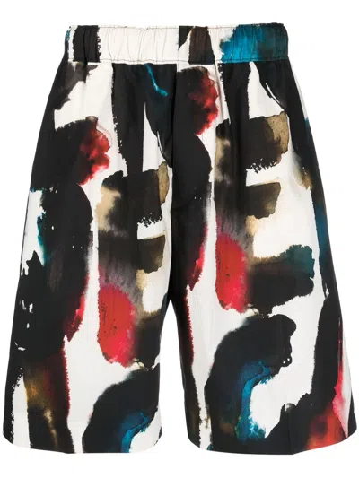 Alexander Mcqueen Logo-print Straight-leg Shorts In Multicolour