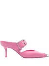 Alexander Mcqueen Pink Pink Punk Buckled Leather Mules